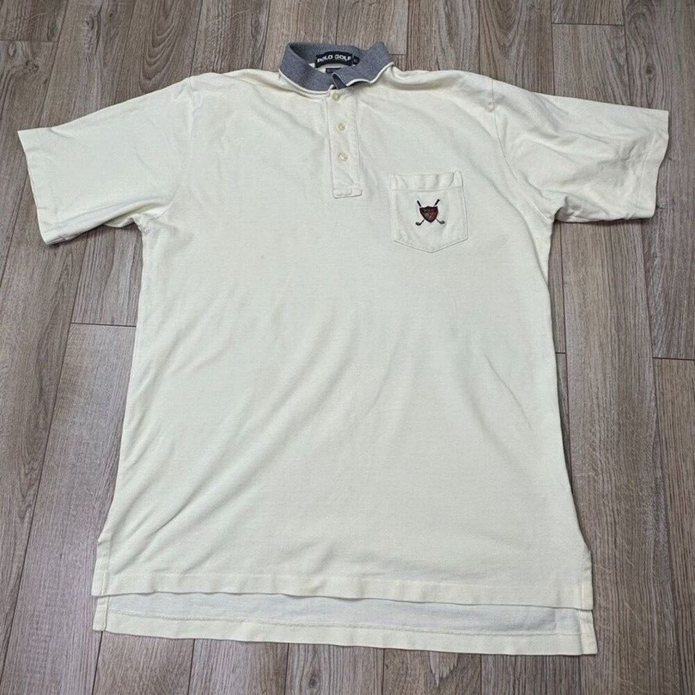 polo golf ralph lauren shirt‎ mens beige short sleeve embroidered logo